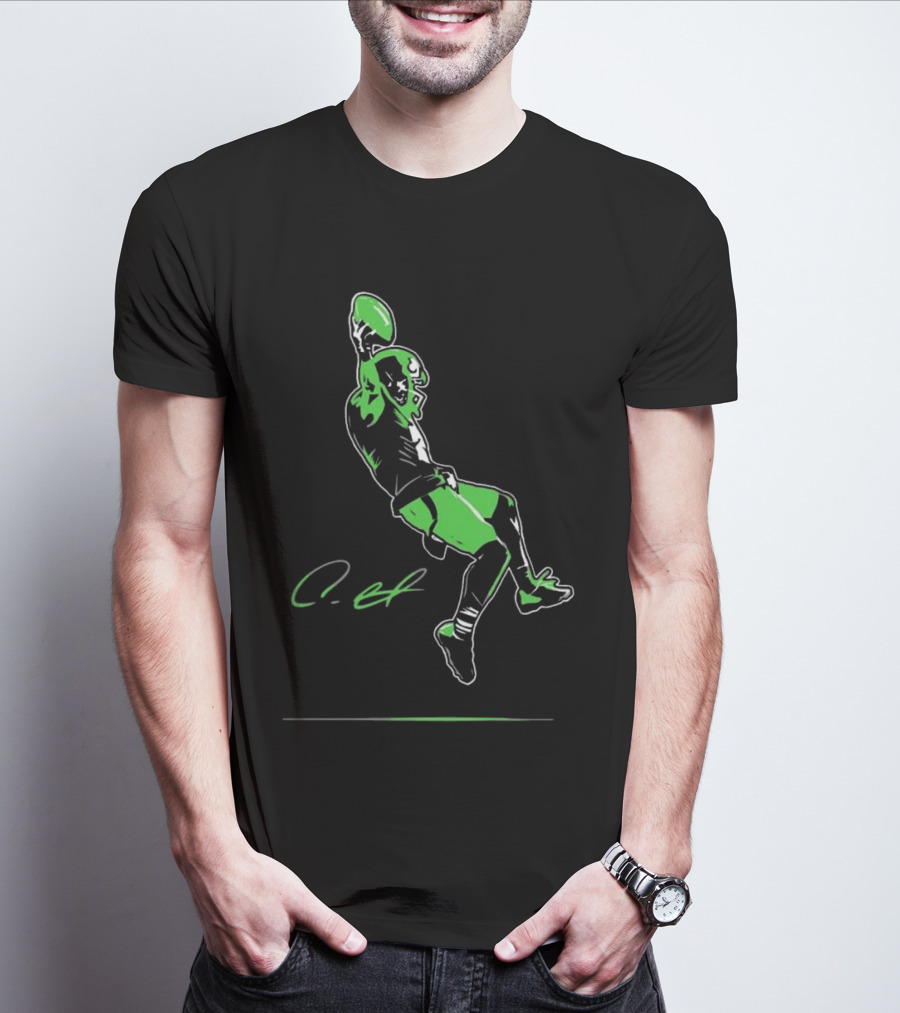 Coby Bryant Legendary Green Football Celebration Signature T-Shirt