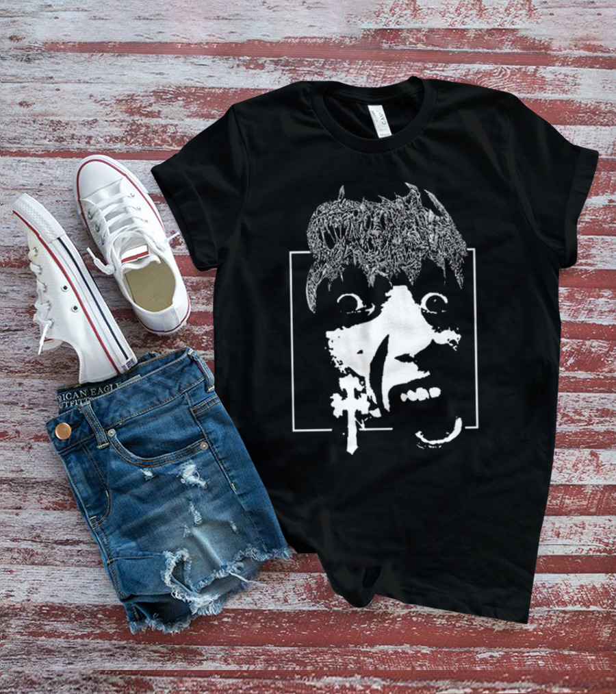 Crown Vic Staring Into The Abyss Horror Face With Cross Frame T-Shirt
