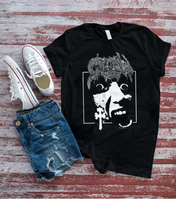 Crown Vic Staring Into The Abyss Horror Face With Cross Frame T-Shirt
