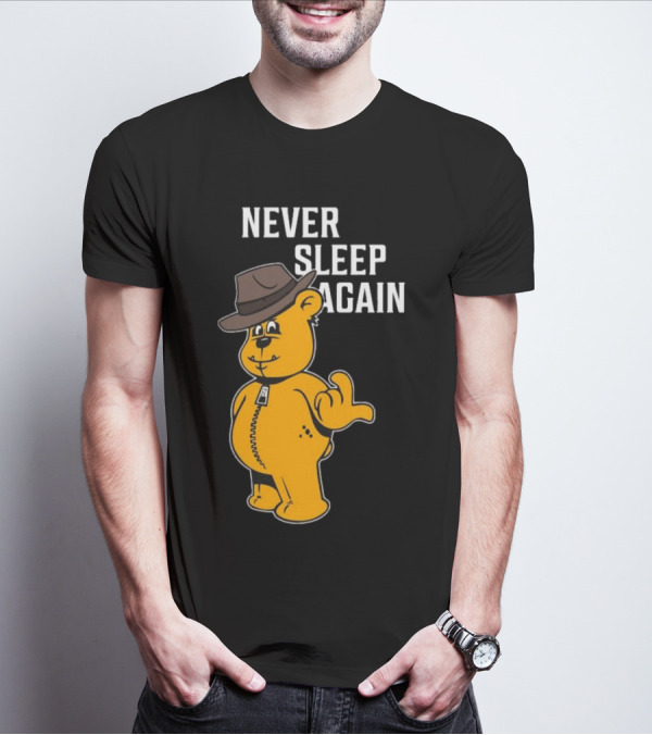 Zwart Wanna Play Never Sleep Again Teddy Bear With Hat T-Shirt