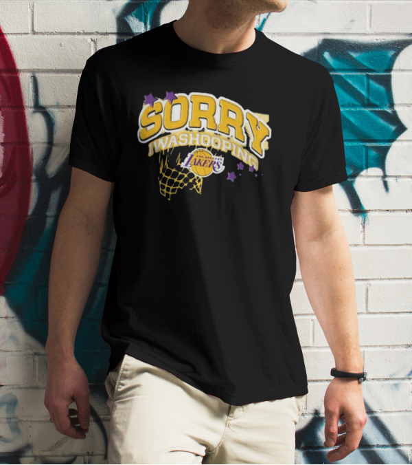 Los Angeles Lakers Sorry I Was Hooping Basketball Net And Stars T-Shirt