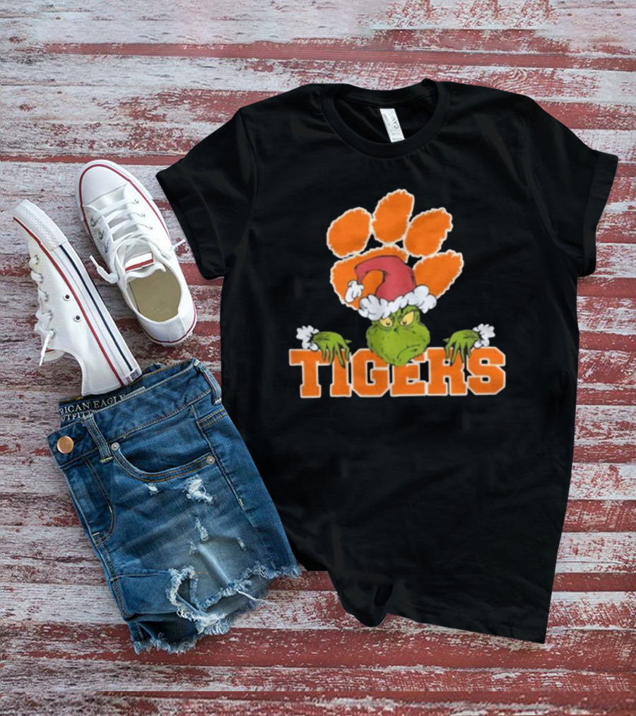 NCAA Clemson Tigers Grinch Christmas Football T-Shirt