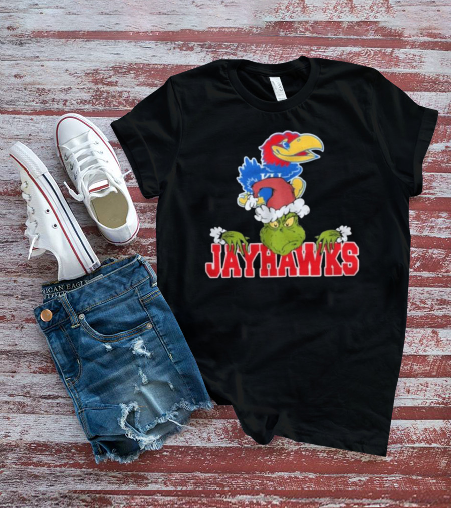 Kansas Jayhawks Grinch Christmas NCAA Football T-Shirt