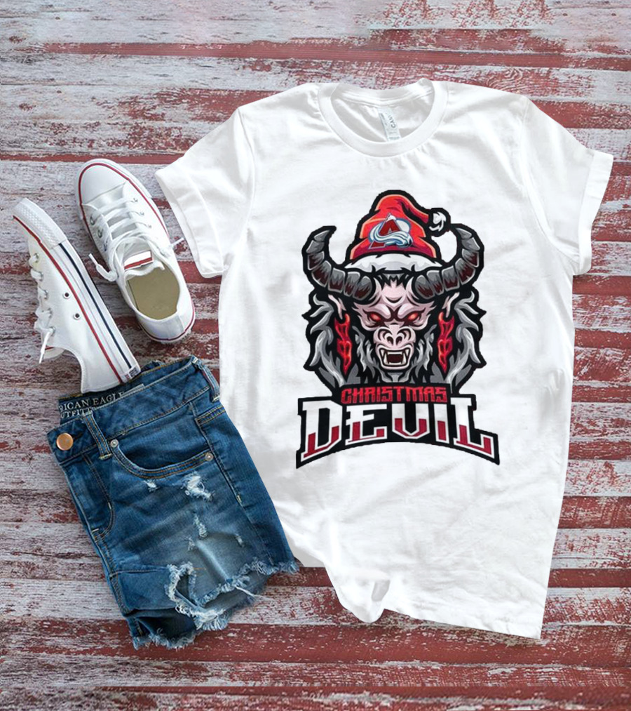 Christmas Devil Colorado Avalanche Krampus NHL Christmas T-Shirt
