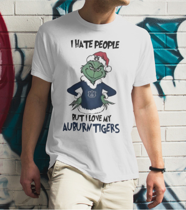 I Hate People But I Love My Auburn Tigers Grinch Christmas T-Shirt