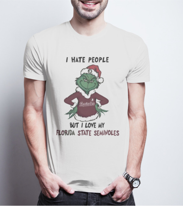I Hate People But I Love My Florida State Seminoles Grinch Christmas T-Shirt