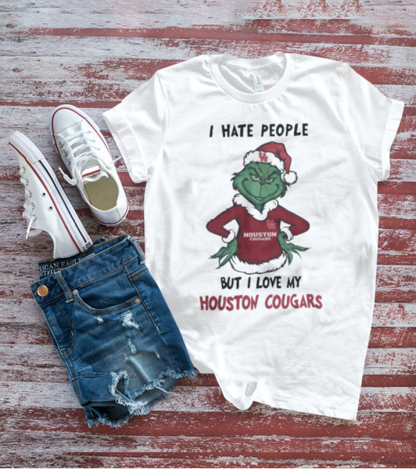 Grinch I Hate People But I Love My Houston Cougars Merry Christmas T-Shirt