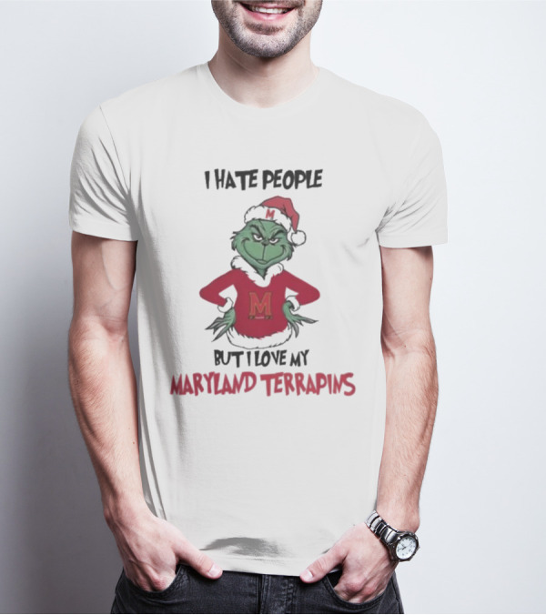 I Hate People But I Love My Maryland Terrapins Grinch Christmas T-Shirt