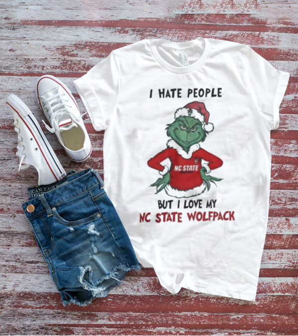 I Hate People But I Love My NC State Wolfpack Grinch Christmas T-Shirt