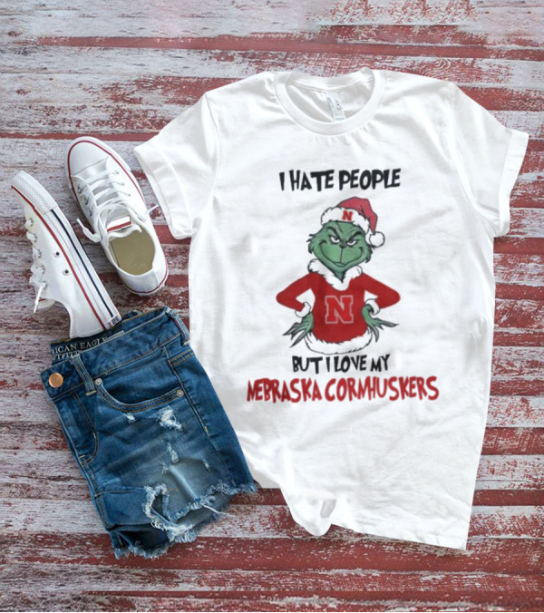 I Hate People But I Love My Nebraska Cornhuskers Grinch Christmas T-Shirt