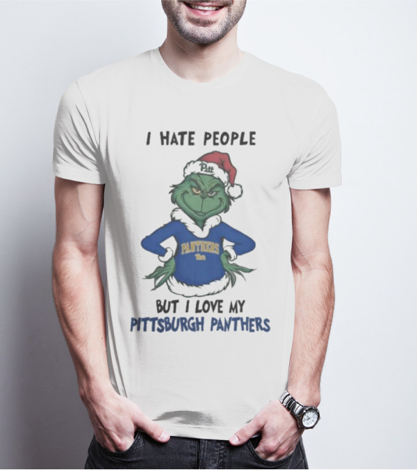I Hate People But I Love My Pittsburgh Panthers Grinch T-Shirt