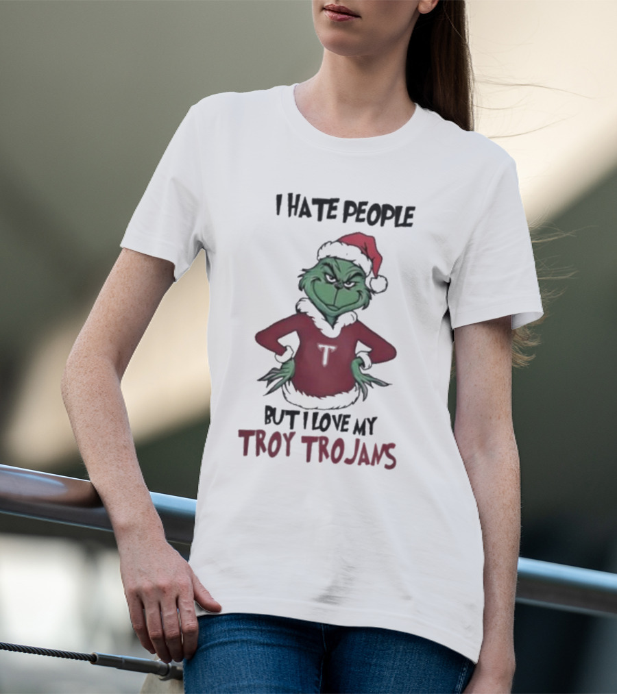 I Hate People But I Love My Troy Trojans Grinch Christmas T-Shirt