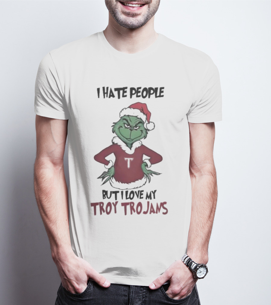 I Hate People But I Love My Troy Trojans Grinch Christmas T-Shirt