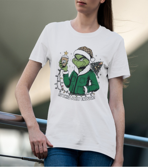 Boston Celtics X Santa Grinch Is This Jolly Enough Merry Christmas Coffee Lights Tree T-Shirt