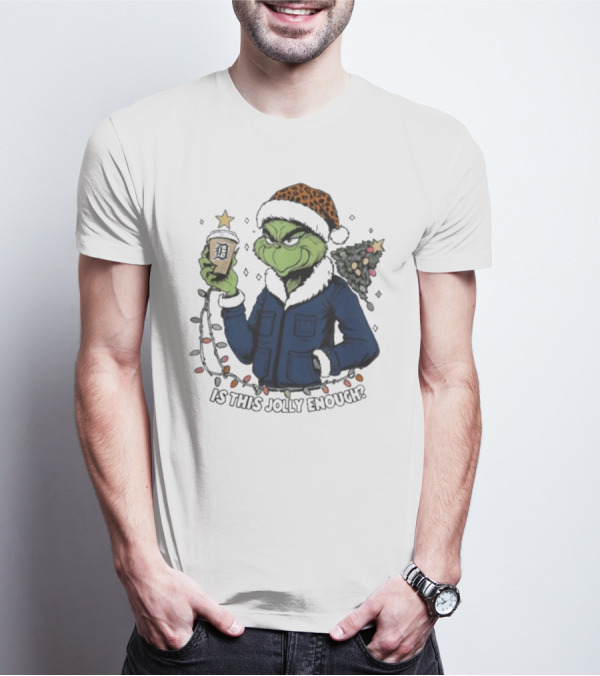 Detroit Tigers Grinch Santa Is This Jolly Enough Merry Christmas T-Shirt