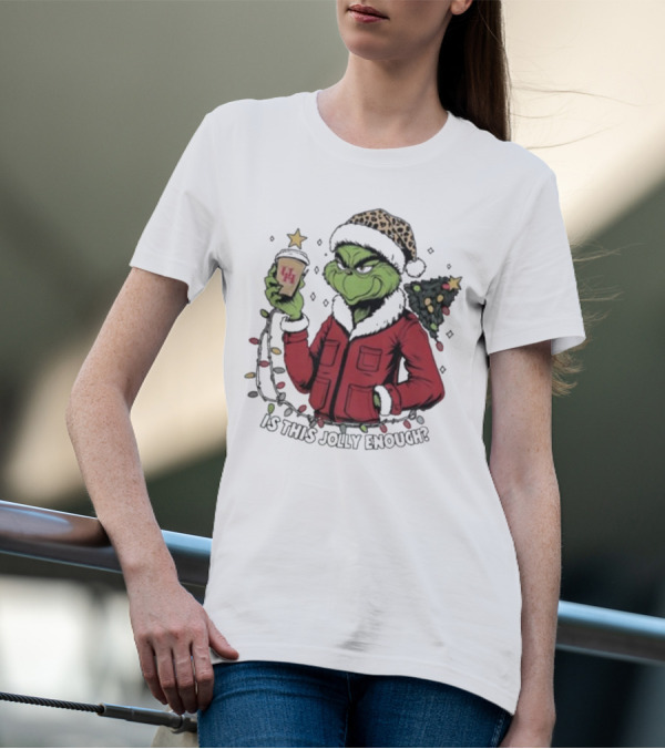 Houston Cougars X Grinch Is This Jolly Enough Merry Christmas T-Shirt