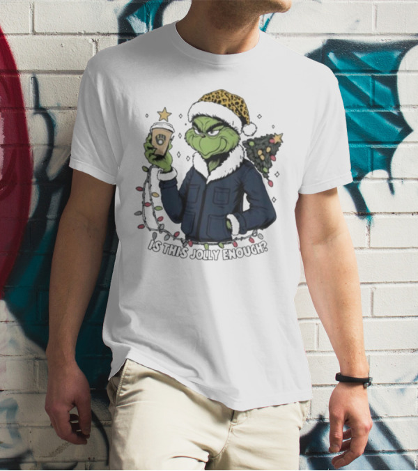 Milwaukee Brewers Santa Grinch Coffee Is This Jolly Enough Merry Christmas T-Shirt