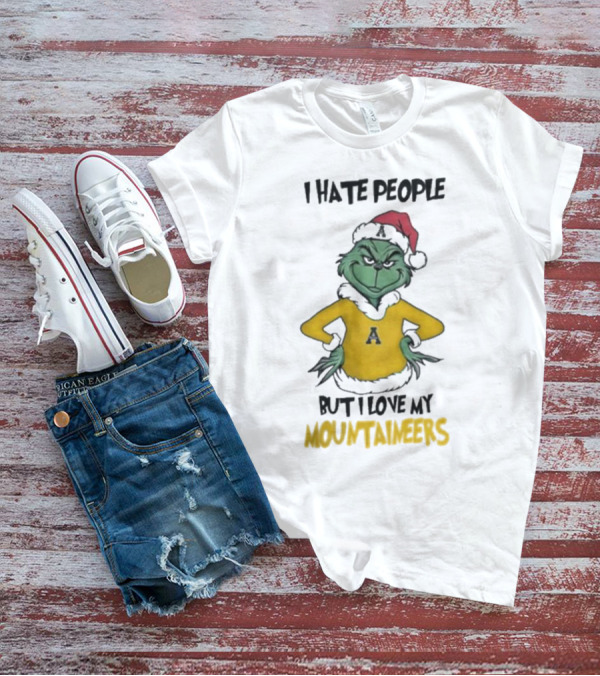 I Hate People But I Love My Appalachian State Mountaineers Grinch Santa Holiday Spirit T-Shirt