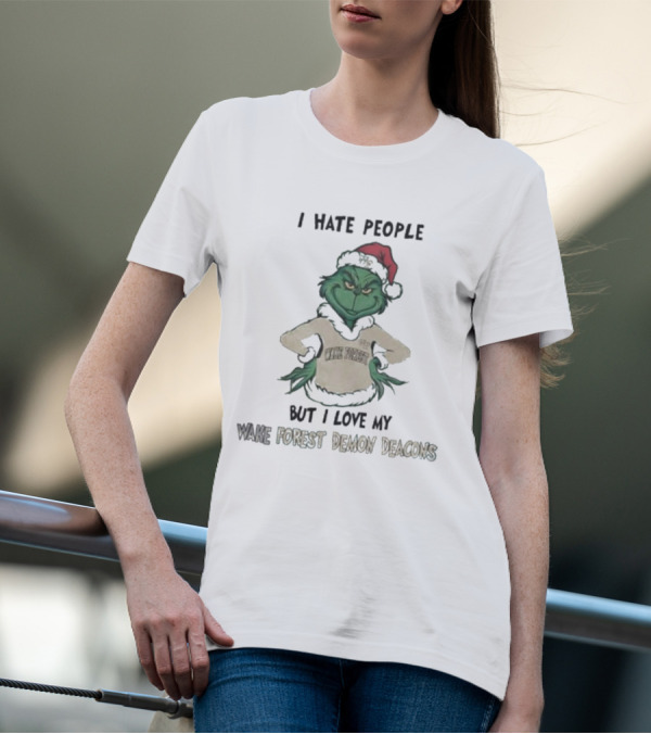 I Hate People But I Love My Wake Forest Demon Deacons Grinch Christmas T-Shirt