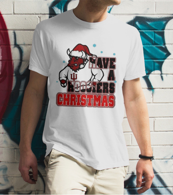 Have A Hoosiers Christmas Indiana Hoosiers Santa Mascot T-Shirt