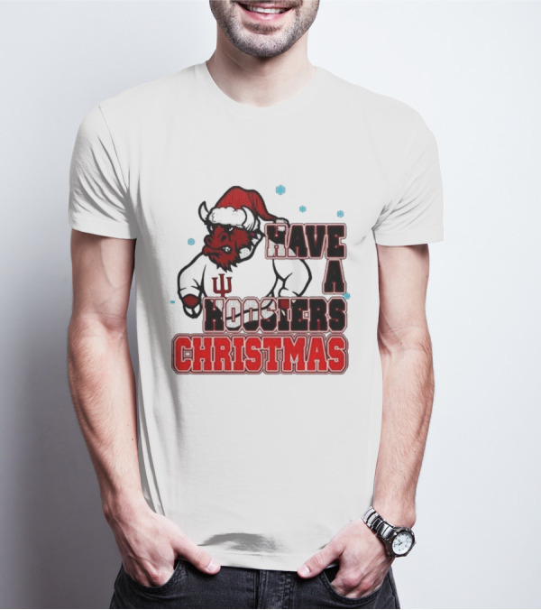 Have A Hoosiers Christmas Indiana Hoosiers Santa Mascot T-Shirt