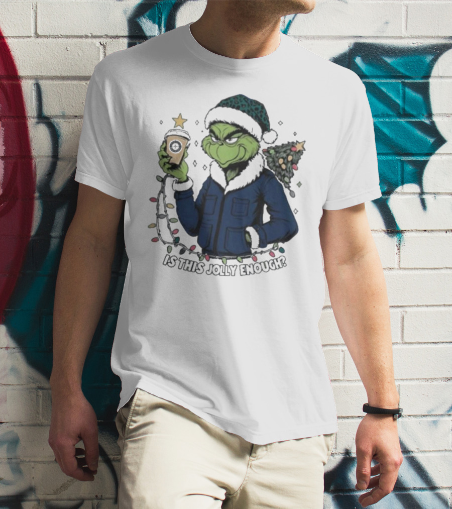 Seattle Mariners Grinch Christmas Jolly Enough Holiday Magic T-Shirt