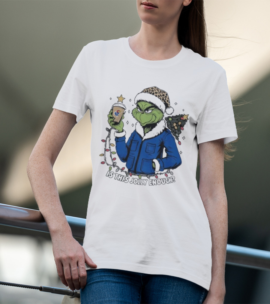 Kansas Jayhawks Grinch Is This Jolly Enough Merry Christmas T-Shirt