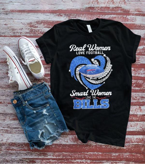 Real Women Love Football Smart Women Love The Bills Diamond Heart Buffalo Bills T-Shirt