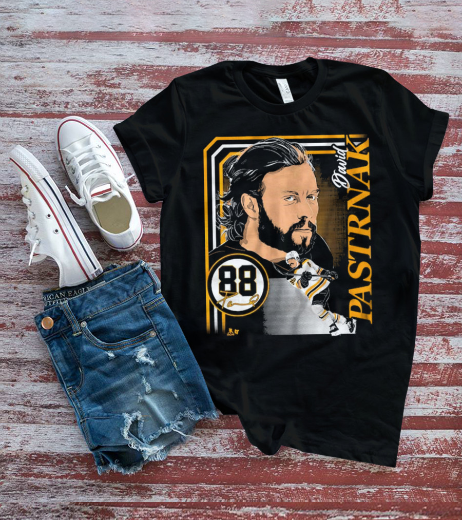 David Pastrnak 88 Hockey Illustration Collage T-Shirt