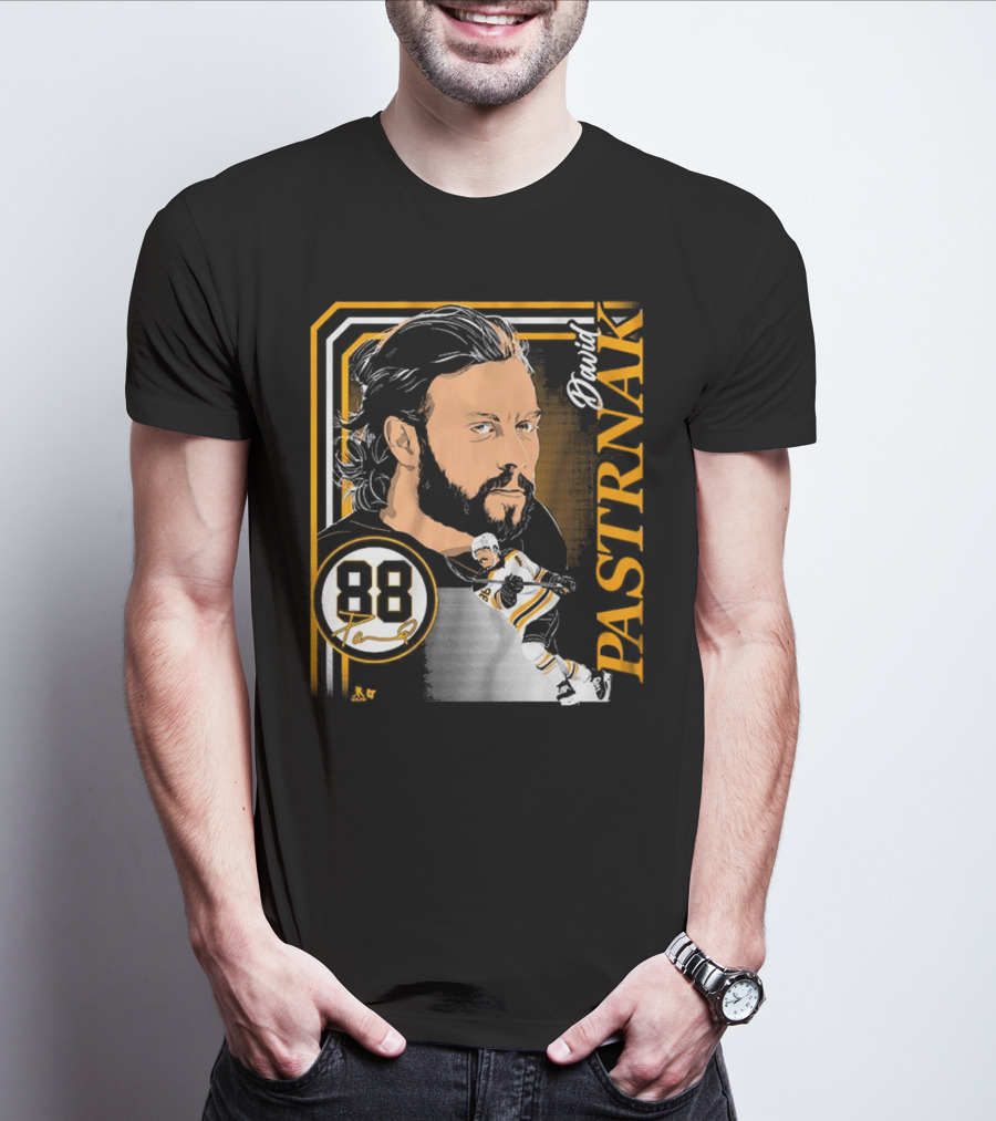 David Pastrnak 88 Hockey Illustration Collage T-Shirt