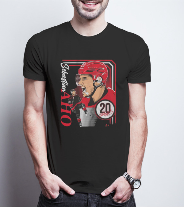 Sebastian Aho Number 20 Hockey Collage Frame T-Shirt
