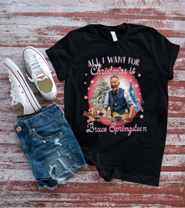 All I Want For Christmas Is Bruce Springsteen Snowflakes Christmas Trees T-Shirt