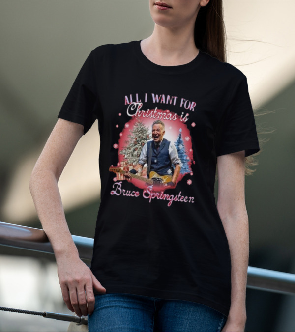 All I Want For Christmas Is Bruce Springsteen Snowflakes Christmas Trees T-Shirt