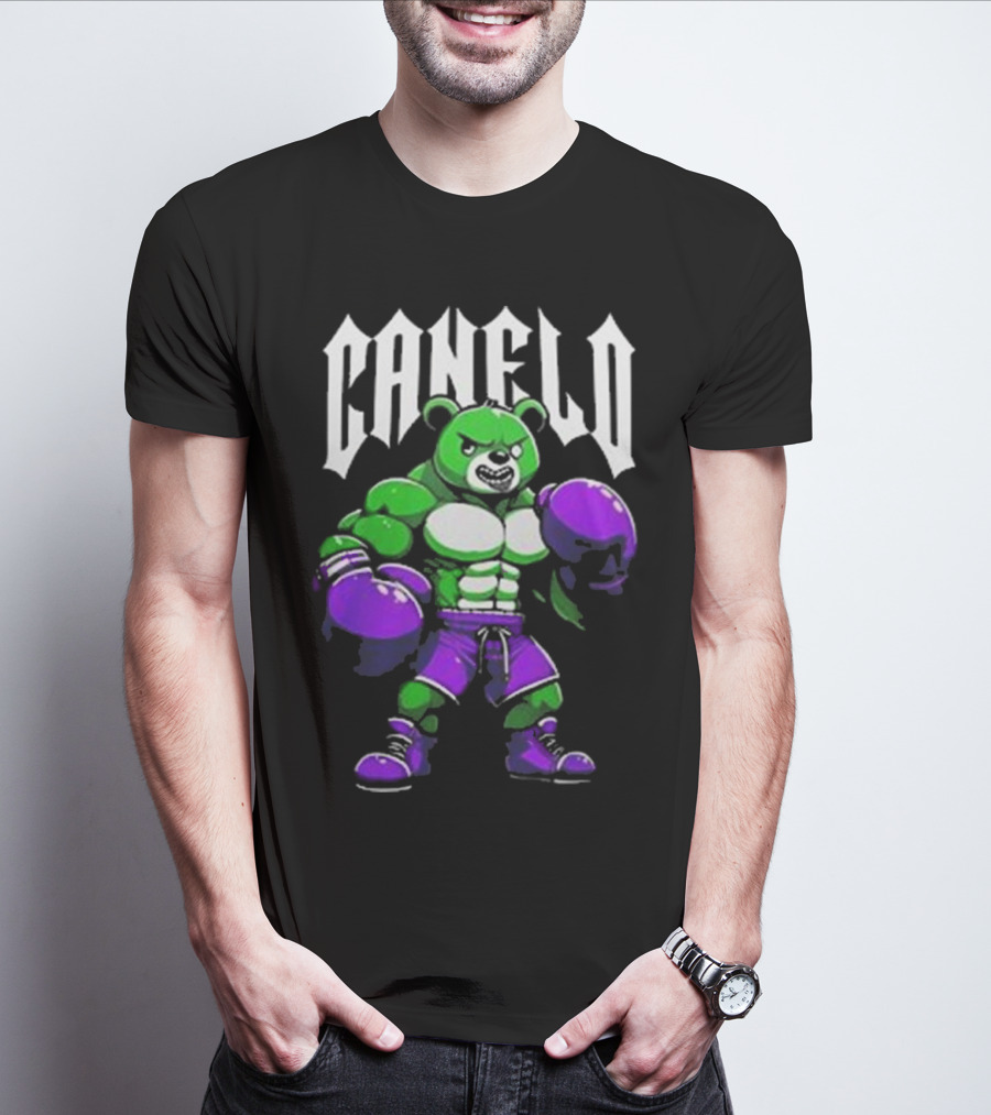 Canelo Boxing Bear In Green And Purple Gear T-Shirt