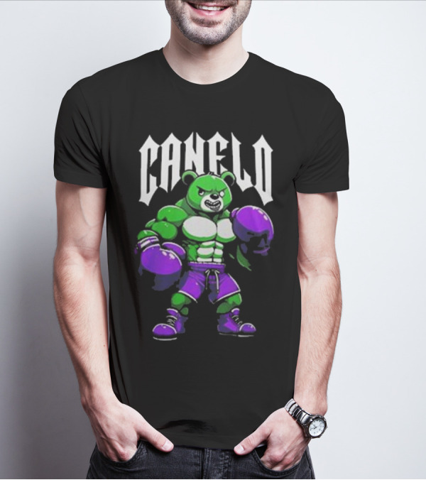 Canelo Boxing Bear In Green And Purple Gear T-Shirt