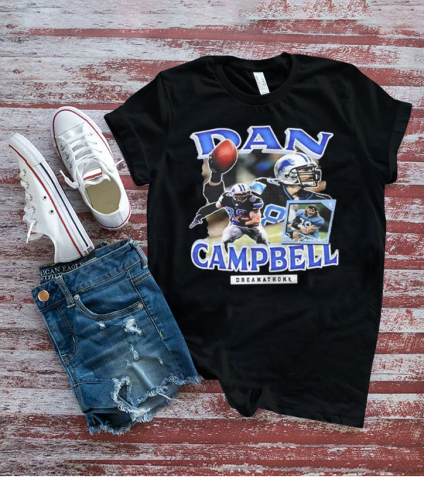 Dan Campbell Dreamathon Football Player Action Collage T-Shirt