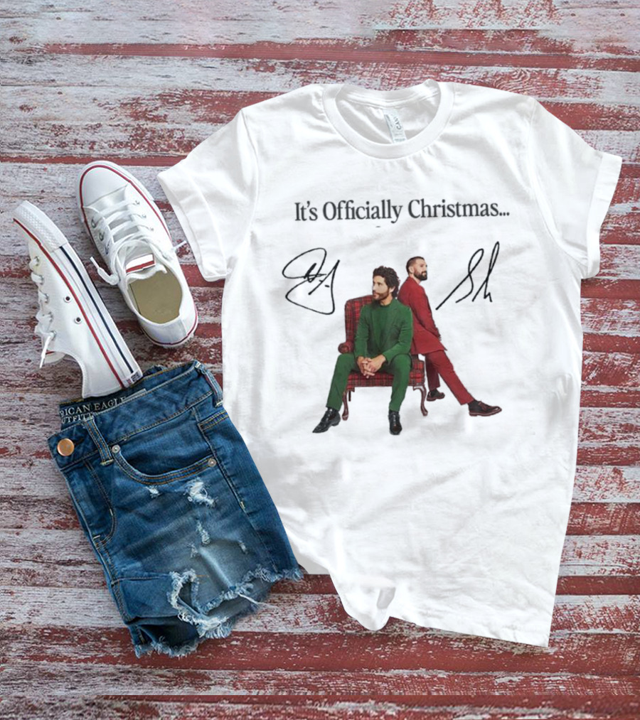 Dan And Shay It's Officially Christmas Signatures Plaid Chair Suits T-Shirt