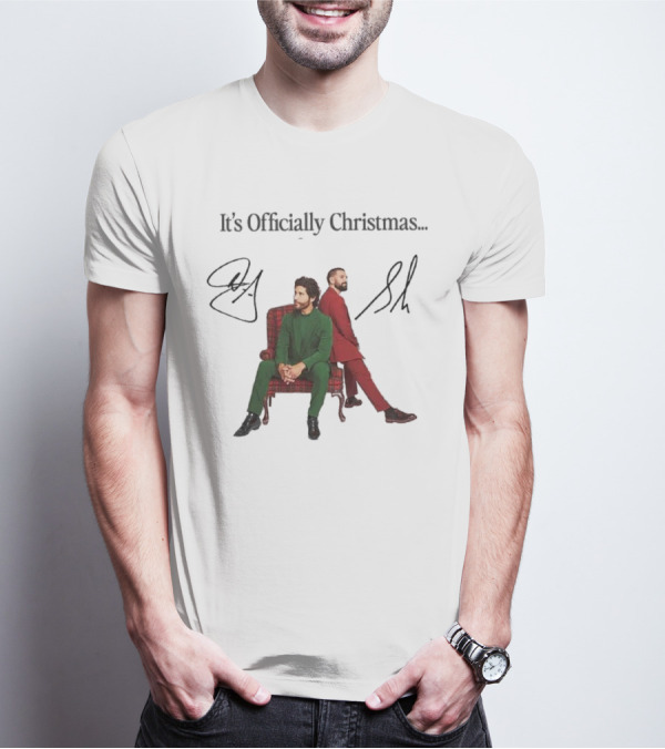 Dan And Shay It's Officially Christmas Signatures Plaid Chair Suits T-Shirt