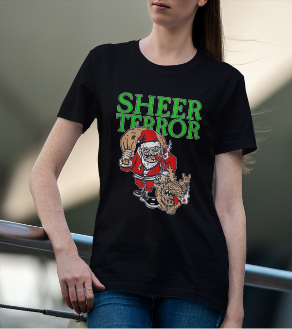 Screw Yule Sheer Terror Santa With Angry Reindeer T-Shirt