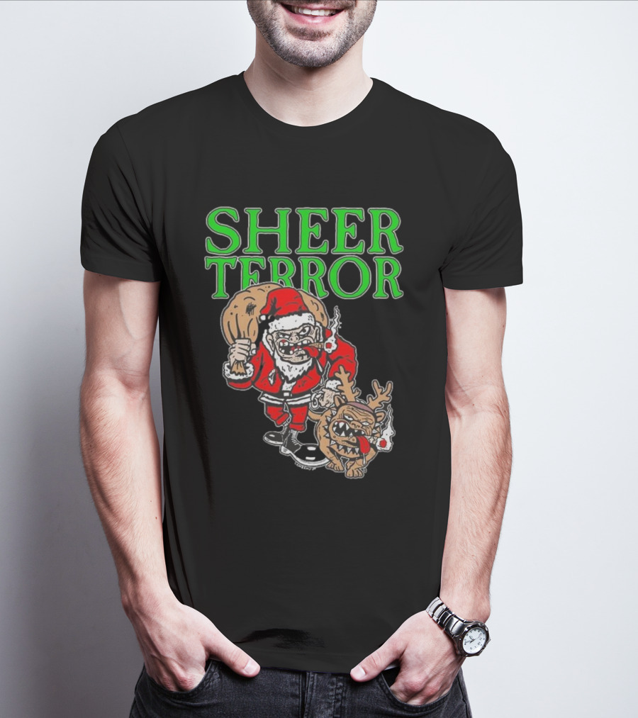 Screw Yule Sheer Terror Santa With Angry Reindeer T-Shirt