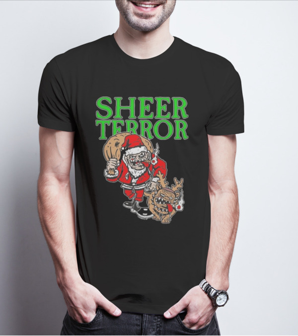 Screw Yule Sheer Terror Santa With Angry Reindeer T-Shirt