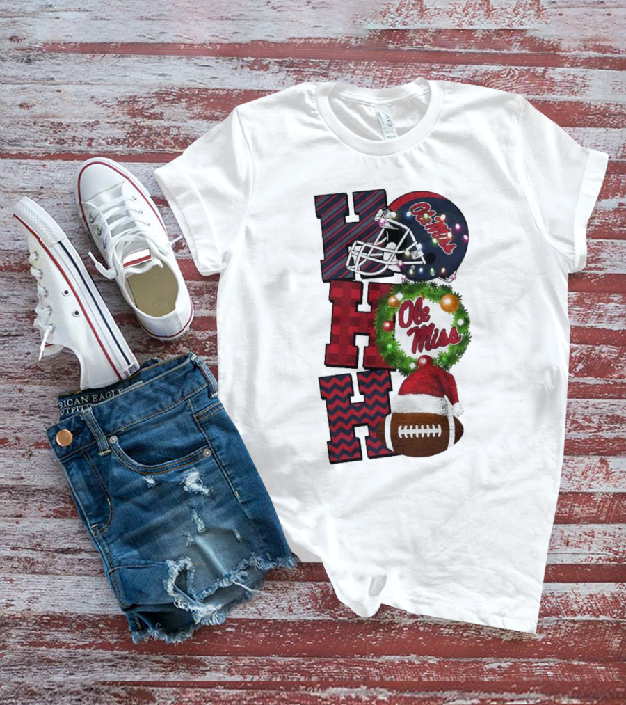 Ole Miss Rebels Ho Ho Ho Christmas Football Helmet Game Day T-Shirt