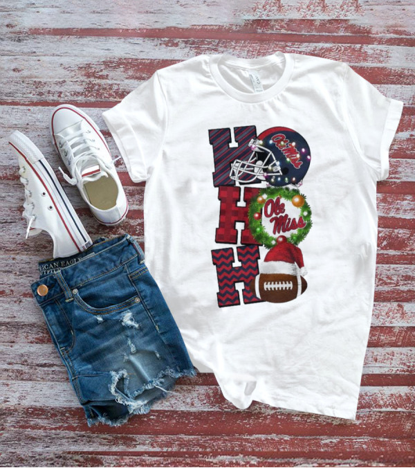 Ole Miss Rebels Ho Ho Ho Christmas Football Helmet Game Day T-Shirt