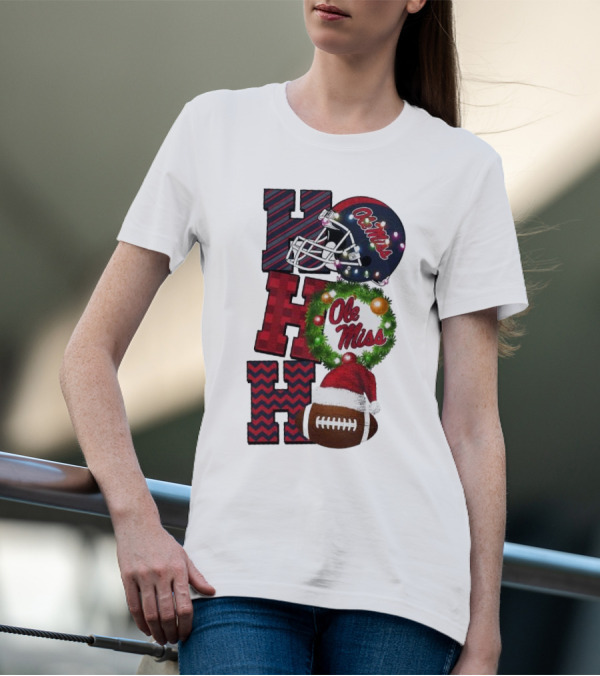 Ole Miss Rebels Ho Ho Ho Christmas Football Helmet Game Day T-Shirt