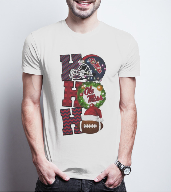 Ole Miss Rebels Ho Ho Ho Christmas Football Helmet Game Day T-Shirt