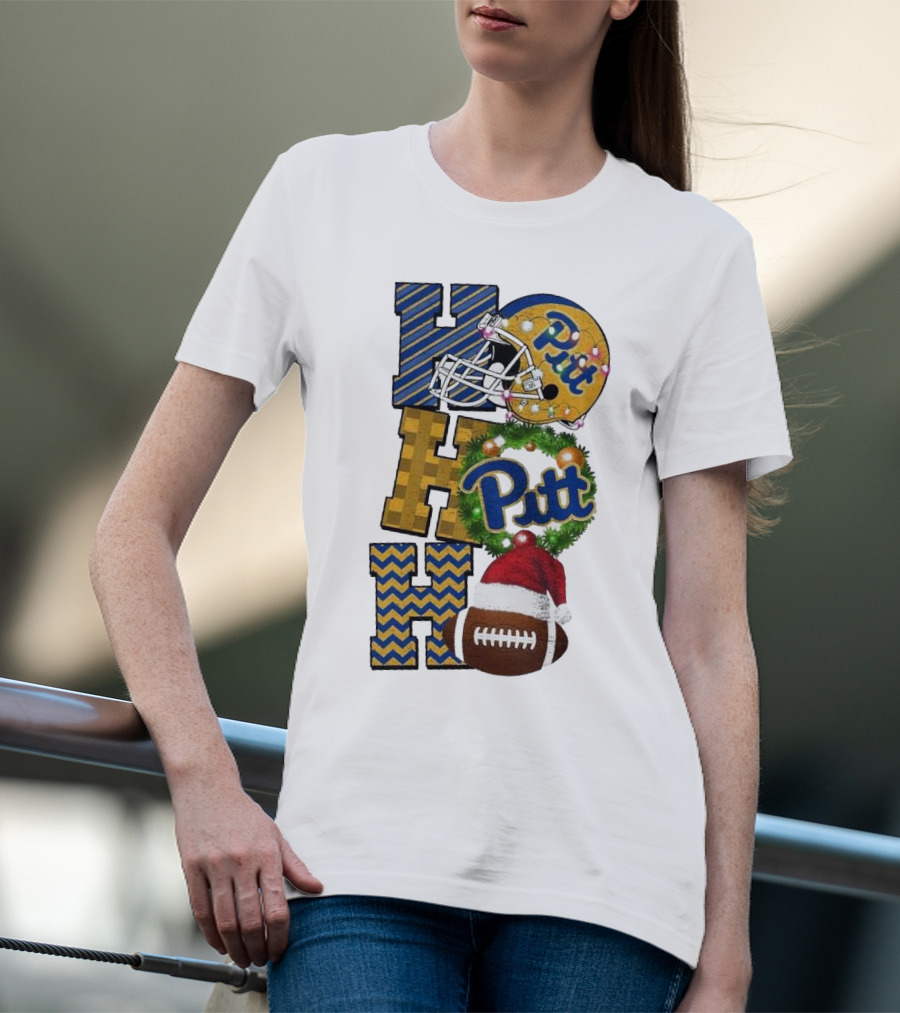 Pitt Christmas Game Day Ho Ho Ho Panthers Football T-Shirt