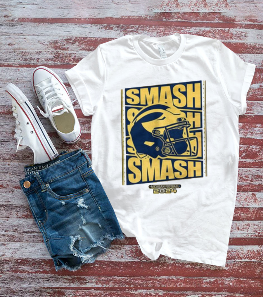 Michigan Football Smash Helmet T-Shirt