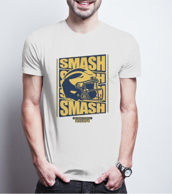 Michigan Football Smash Helmet T-Shirt