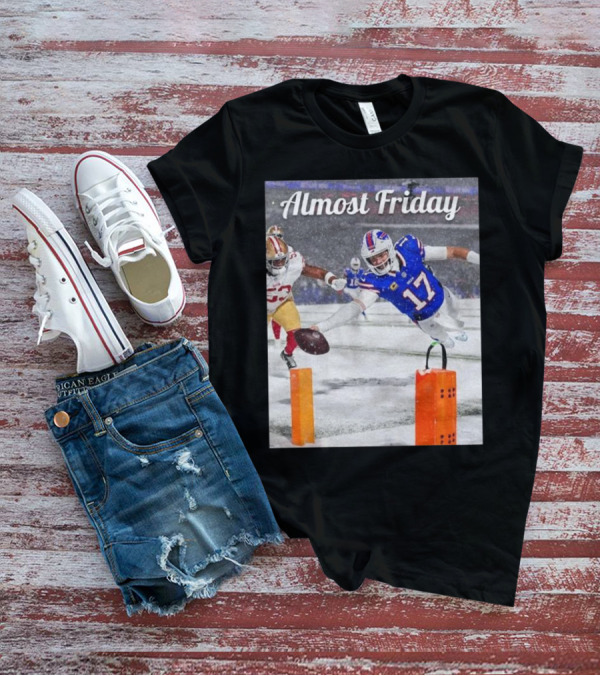 Almost Friday Josh Allen Diving Touchdown Snow Football T-Shirt