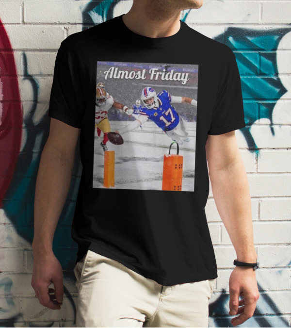 Almost Friday Josh Allen Diving Touchdown Snow Football T-Shirt